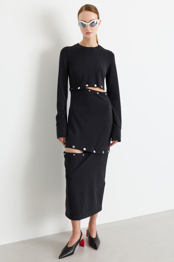 Adjustable dress in compact jersey - Black Adjustable dress in compact jersey - Black