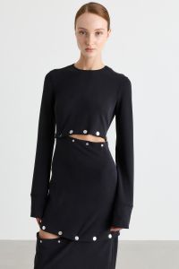 Adjustable dress in compact jersey - Black Adjustable dress in compact jersey - Black