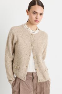 Alpaca-blend bouclé cardigan - Beige Alpaca-blend bouclé cardigan - Beige
