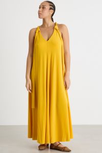 A-line jersey dress with twisted straps - Yellow A-line jersey dress with twisted straps - Yellow
