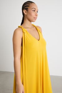 A-line jersey dress with twisted straps - Yellow A-line jersey dress with twisted straps - Yellow