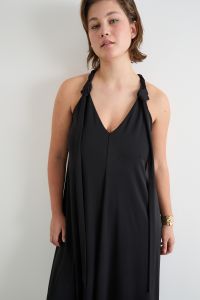 A-line jersey dress with twisted straps - Black