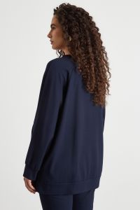 Diagonal-zip jersey sweatshirt - Blue