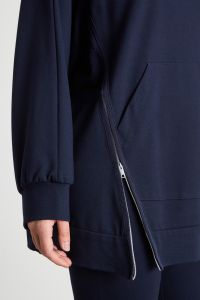 Diagonal-zip jersey sweatshirt - Blue
