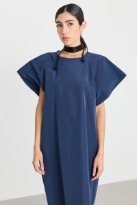 A-line taffeta dress with wide sleeves - Blue A-line taffeta dress with wide sleeves - Blue
