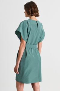 A-line taffeta dress with wide sleeves - Green
