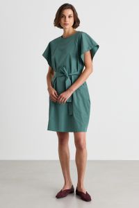 A-line taffeta dress with wide sleeves - Green