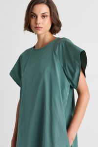 A-line taffeta dress with wide sleeves - Green