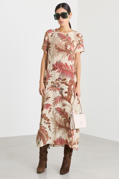 A-line dress with pockets - Beige