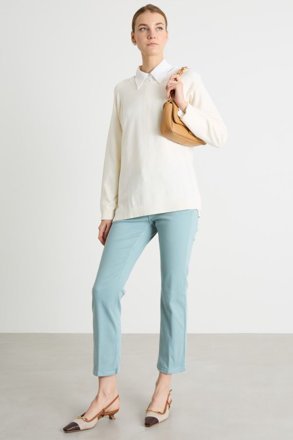 Asymmetric hem jumper - White