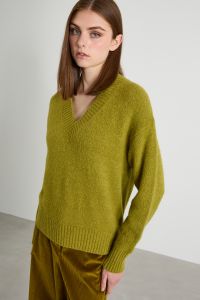 Alpaca and cotton V-neck sweater - Pistachio Green Alpaca and cotton V-neck sweater - Pistachio Green