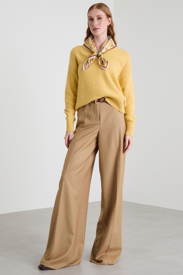 Alpaca and cotton V-neck sweater - Yellow Alpaca and cotton V-neck sweater - Yellow