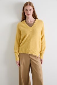 Alpaca and cotton V-neck sweater - Yellow Alpaca and cotton V-neck sweater - Yellow