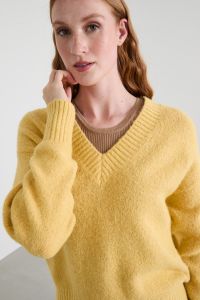 Alpaca and cotton V-neck sweater - Yellow Alpaca and cotton V-neck sweater - Yellow