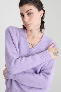 Alpaca and cotton V-neck sweater - Lilac Alpaca and cotton V-neck sweater - Lilac
