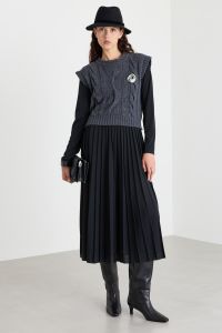 2-in-1 jersey and knit dress - Grey Black 2-in-1 jersey and knit dress - Grey Black