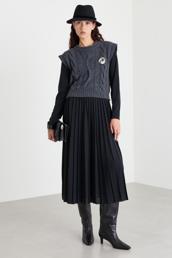 2-in-1 jersey and knit dress - Grey Black 2-in-1 jersey and knit dress - Grey Black