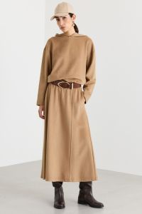 Drap jersey hoodie - Camel