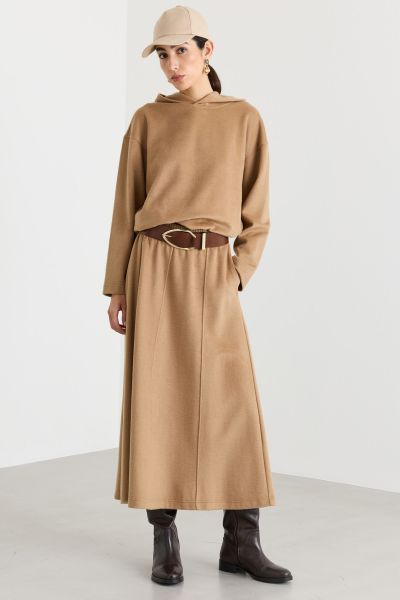 Drap jersey hoodie - Camel