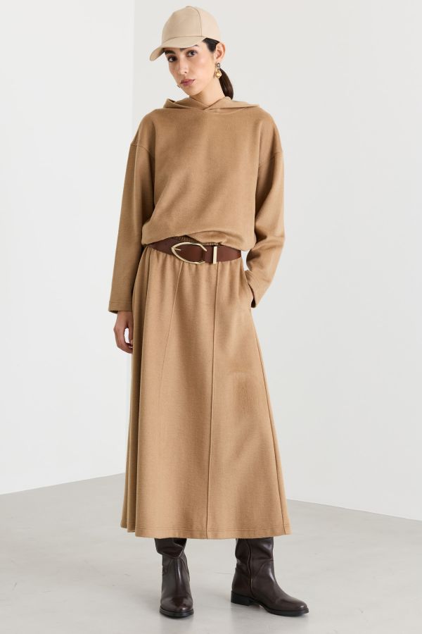 Drap jersey hoodie - Camel