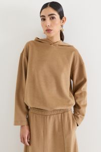 Drap jersey hoodie - Camel