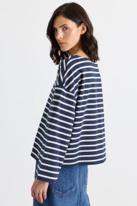 Boxy boat-neck T-shirt - Blue Boxy boat-neck T-shirt - Blue