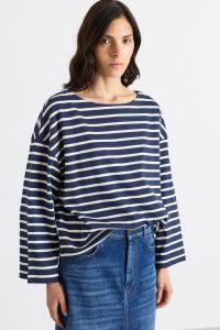 Boxy boat-neck T-shirt - Blue Boxy boat-neck T-shirt - Blue