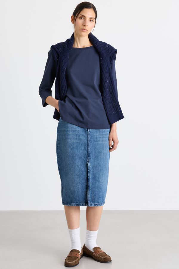Boat neck T-shirt - Blue