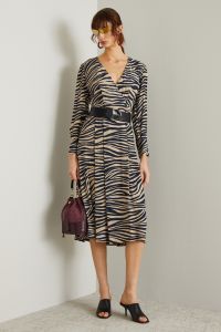 Animal print crepe dress - Beige Blue Animal print crepe dress - Beige Blue
