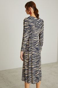 Animal print crepe dress - Beige Blue Animal print crepe dress - Beige Blue