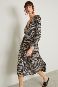 Animal print crepe dress - Beige Blue Animal print crepe dress - Beige Blue