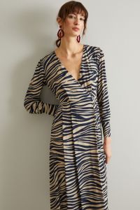 Animal print crepe dress - Beige Blue Animal print crepe dress - Beige Blue