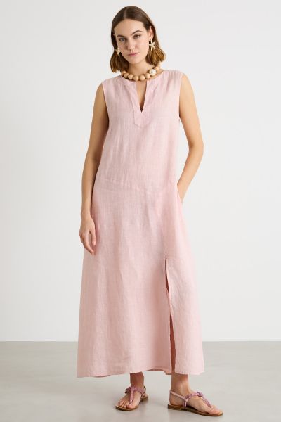 A-line linen maxi dress - Pink