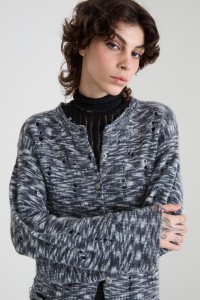 Ажурный кардиган меланж - серый Ажурный кардиган меланж - серый