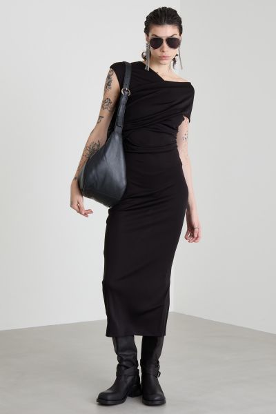 Draped jersey dress - Black