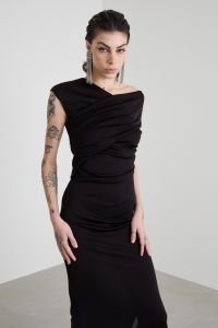 Draped jersey dress - Black