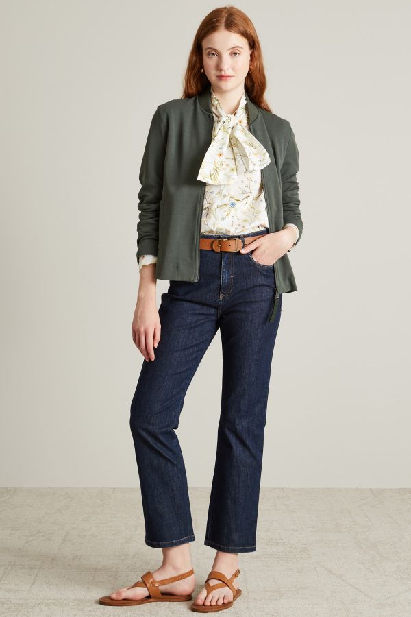 Bomber-style sweatshirt with zip - Dark Green