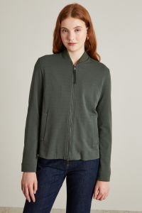 Bomber-style sweatshirt with zip - Dark Green