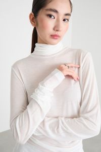 Asymmetric hem polo neck - White Asymmetric hem polo neck - White