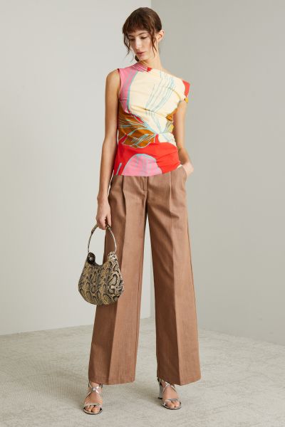 Asymmetrical technical-jersey top - Red Beige
