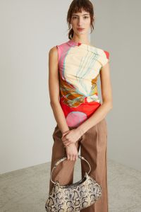 Asymmetrical technical-jersey top - Red Beige