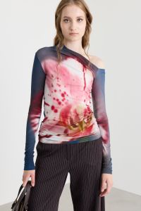 Asymmetric-neck top - Pink