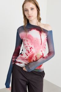 Asymmetric-neck top - Pink