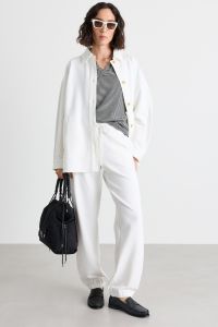 Button-front oversized sweatshirt - White Button-front oversized sweatshirt - White