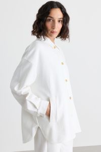 Button-front oversized sweatshirt - White Button-front oversized sweatshirt - White