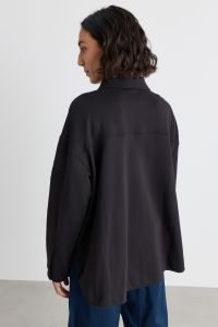 Button-front oversized sweatshirt - Black Button-front oversized sweatshirt - Black