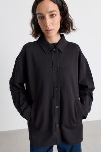 Button-front oversized sweatshirt - Black Button-front oversized sweatshirt - Black