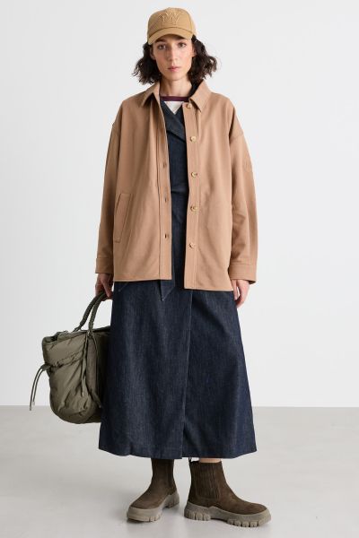 Button-front oversized sweatshirt - Camel