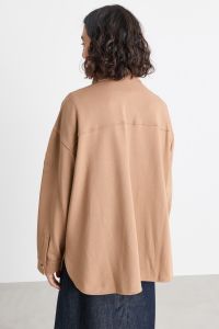 Button-front oversized sweatshirt - Camel Button-front oversized sweatshirt - Camel