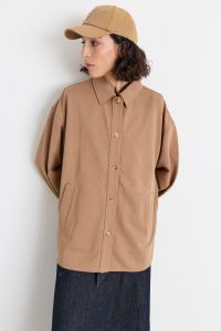 Button-front oversized sweatshirt - Camel Button-front oversized sweatshirt - Camel